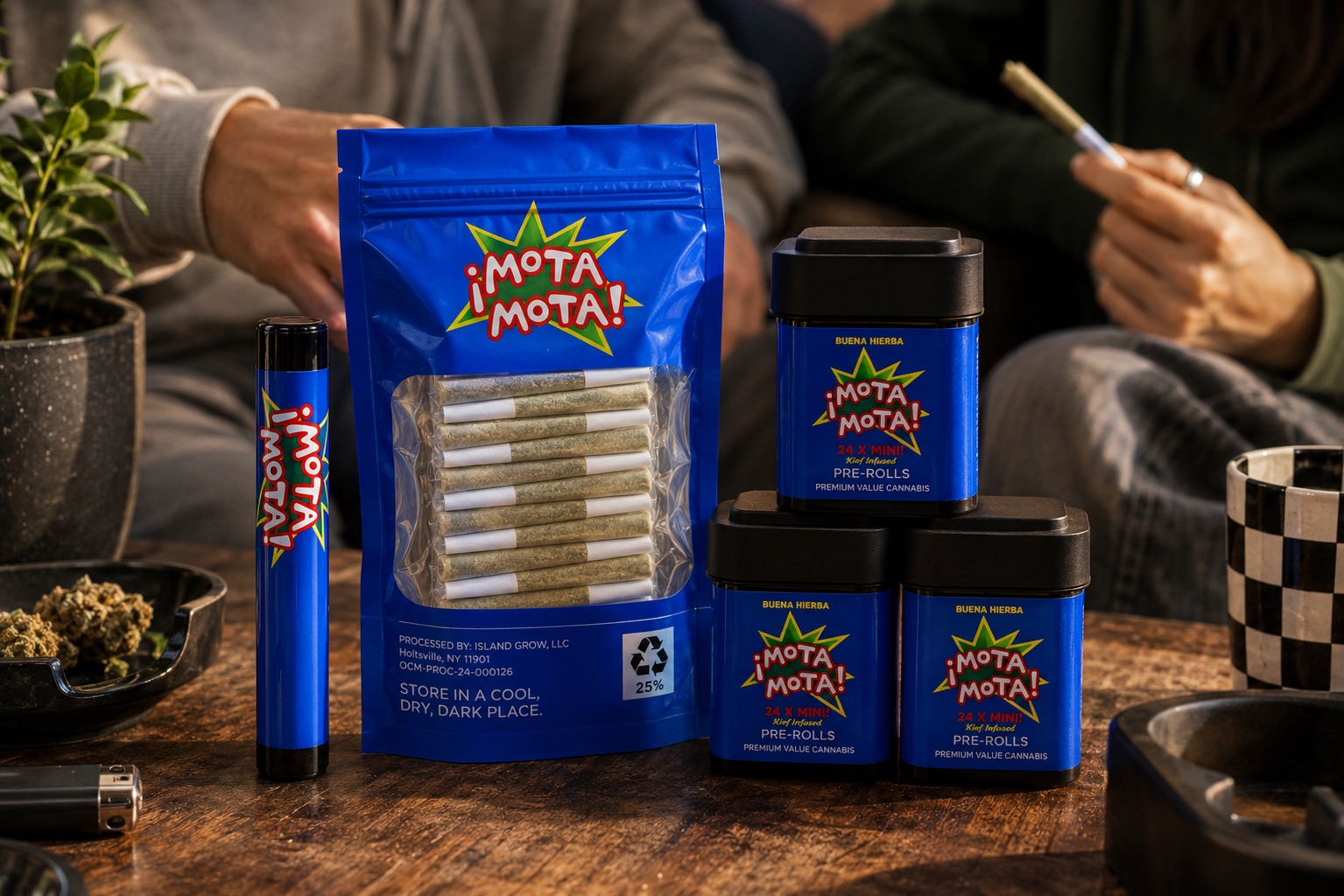 The Mota Mota preroll lineup on the table at a session